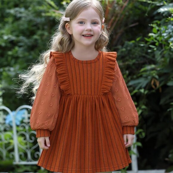 Luxurious Toddler Girl Sweater Dress with Ruffles, Perfect for Winter Occasions - Picture 2 of 8